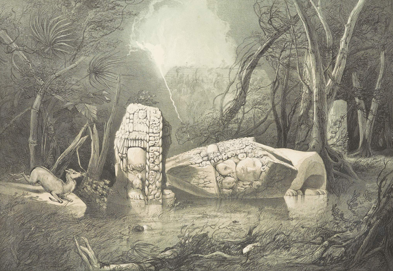 Frederick Catherwood, Broken idol (1844). Litografia. Londres, Inglaterra.